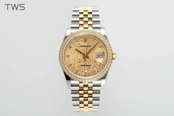 Rolex Datejust two-tone diamond-set automatic mechanical watch
