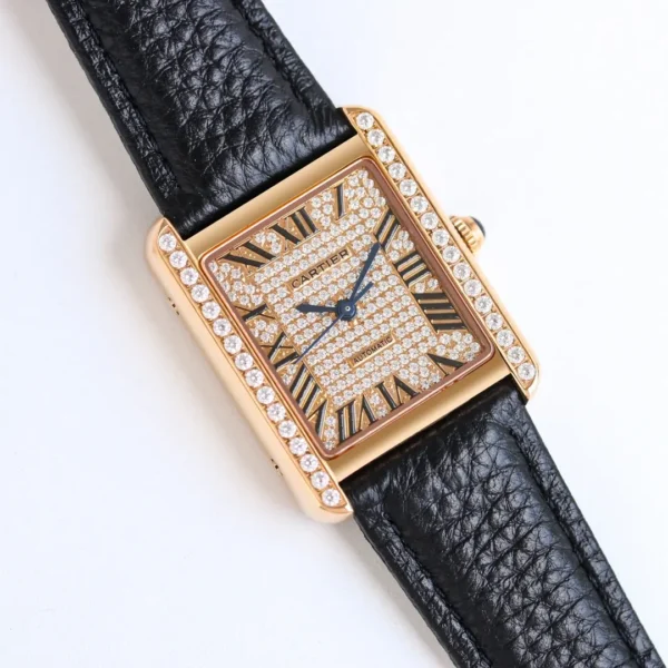 Cartier Tank series diamond-set automatic mechanical watch