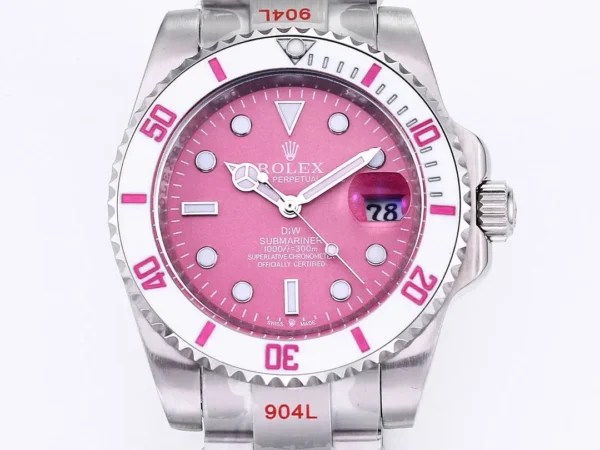 Rolex Submariner DiW Custom Pink Dial Automatic Watch (commonly known as the "Submariner")