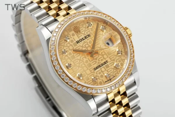Rolex Datejust two-tone diamond-set automatic mechanical watch