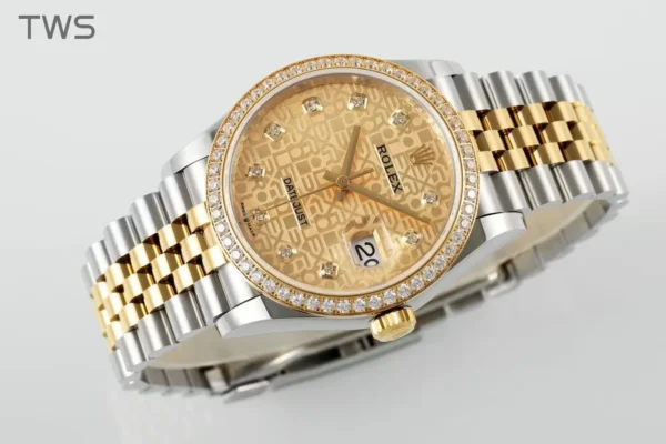 Rolex Datejust two-tone diamond-set automatic mechanical watch