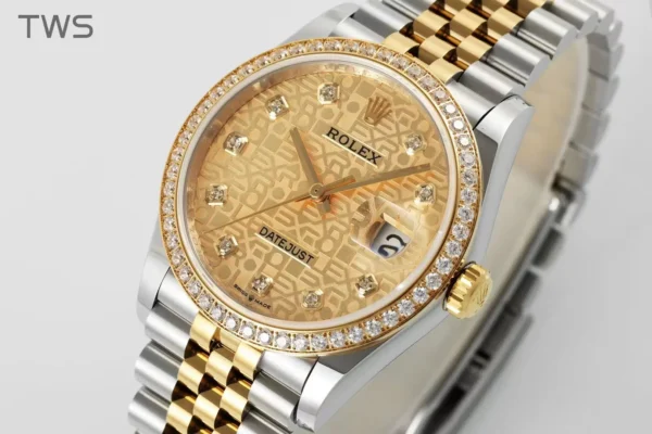 Rolex Datejust two-tone diamond-set automatic mechanical watch
