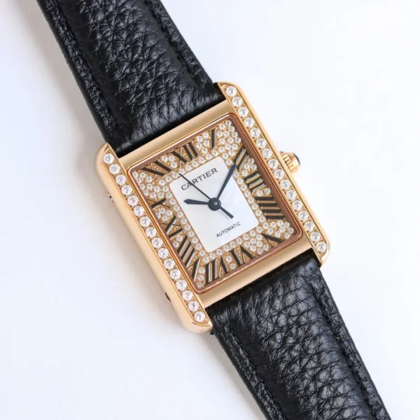 Cartier Tank series diamond-set automatic mechanical watch