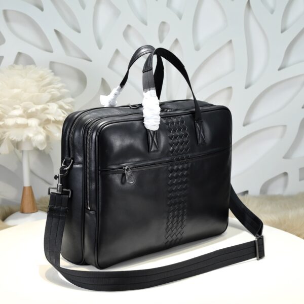 Bottega Veneta Classic Woven Collection Men's Briefcase (Black Leather)