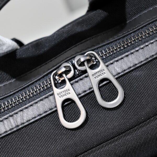 Bottega Veneta Business Commuter Backpack + Laptop Bag Set (Black Fabric/Leather)