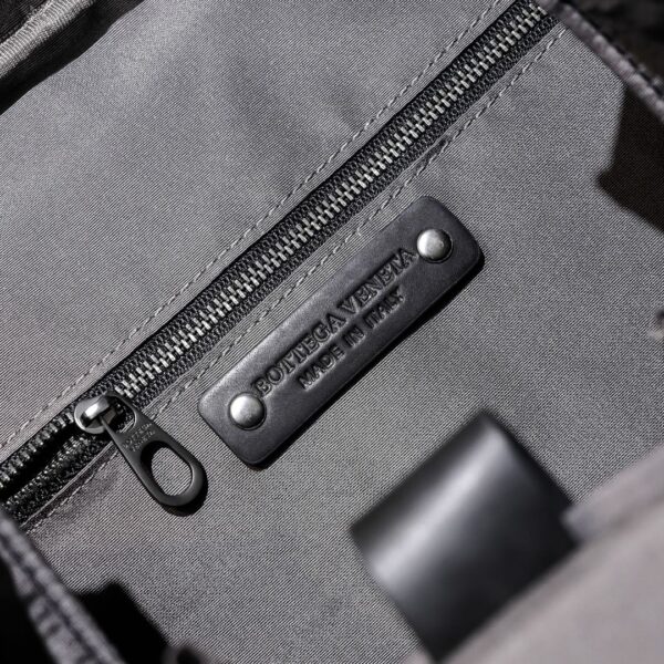 Bottega Veneta Business Commuter Backpack + Laptop Bag Set (Black Fabric/Leather)