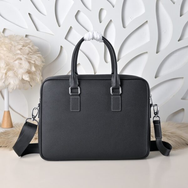 Hermès men's business briefcase (black grained calfskin)