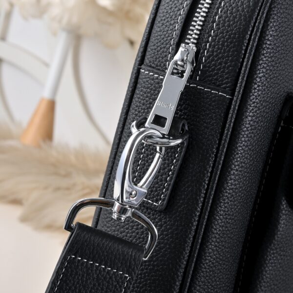 Hermès men's business briefcase (black grained calfskin)