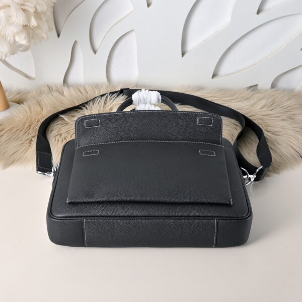 Hermès men's business briefcase (black grained calfskin)