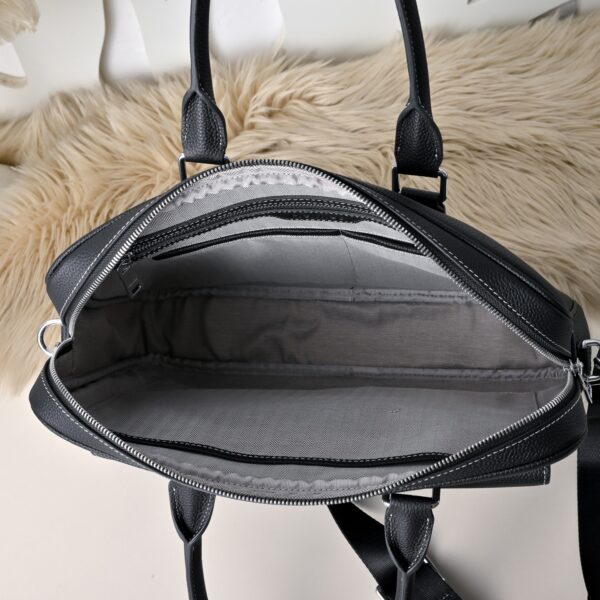 Hermès men's business briefcase (black grained calfskin)