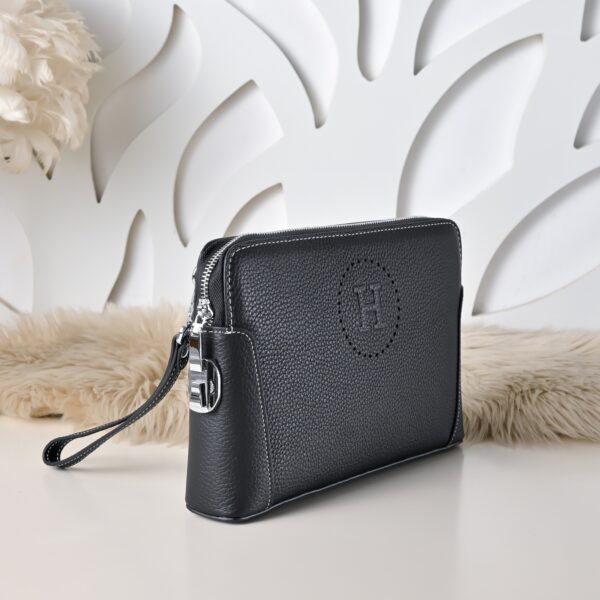Hermès men's clutch bag (black grained calfskin)