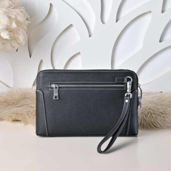 Hermès men's clutch bag (black grained calfskin)