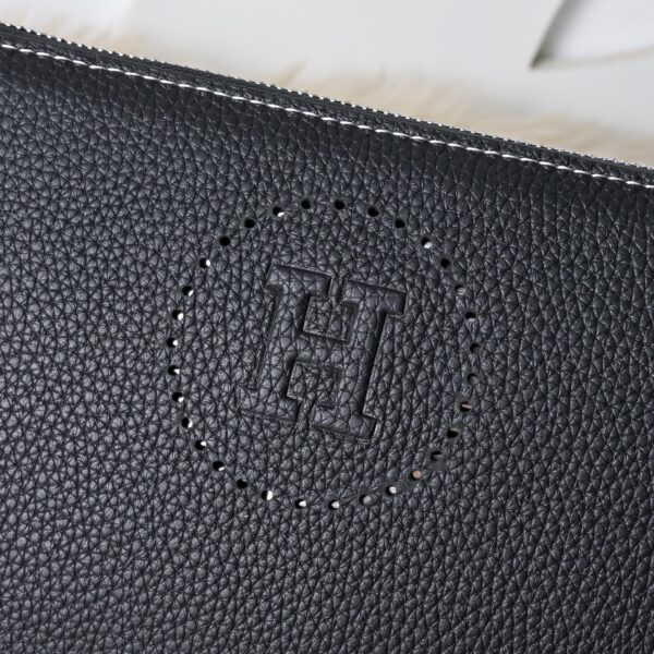 Hermès men's clutch bag (black grained calfskin)
