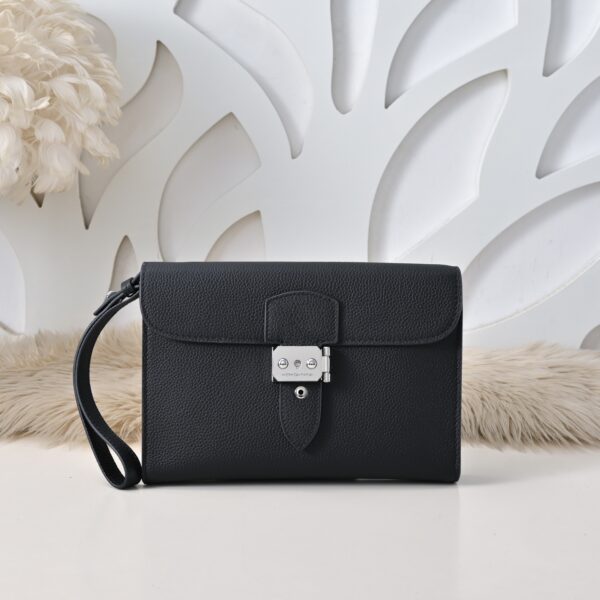 Montblanc Men's Clutch Bag (Black Grained Leather)
