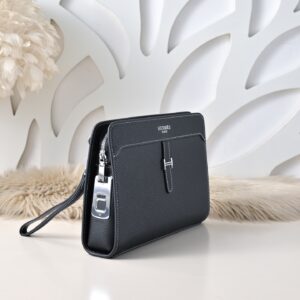 Hermès men's clutch bag (black grained calfskin)