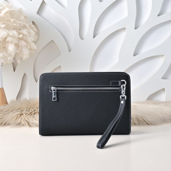 Hermès men's clutch bag (black grained calfskin)