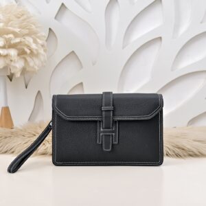 Hermès men's clutch bag (black grained calfskin)