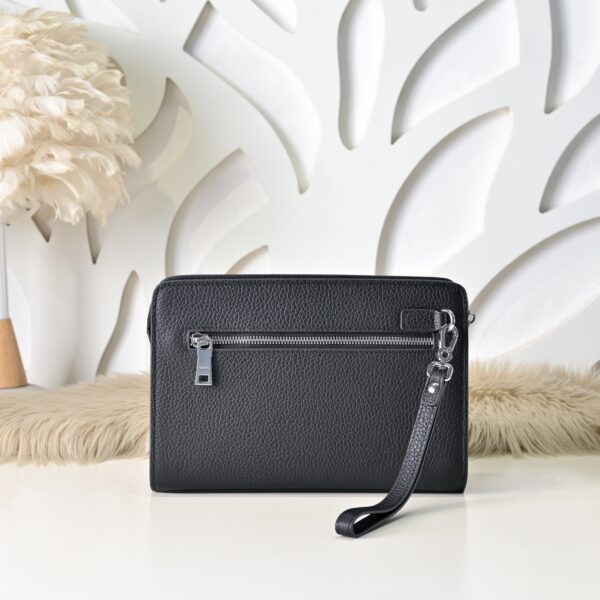 Hermès men's clutch bag (black grained calfskin)