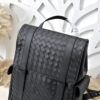 Bottega Veneta's classic Intrecciato woven men's backpack (black calfskin leather)