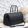 Bottega Veneta's classic Intrecciato woven men's travel bag set (black calfskin).