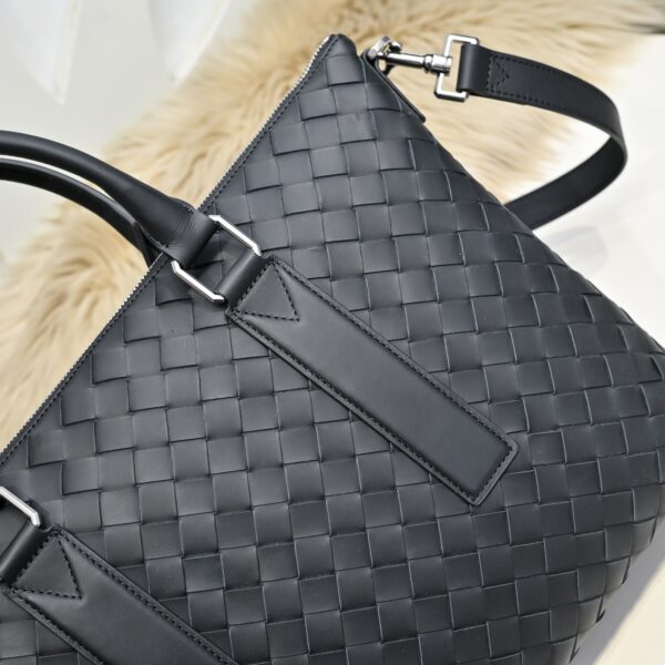 Bottega Veneta's classic Intrecciato woven men's briefcase (black calfskin).