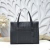 Bottega Veneta's classic Intrecciato woven men's tote briefcase (black calfskin leather)