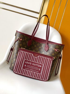 Louis Vuitton Neverfull Tote Bag (Limited Edition with Burgundy Trim)