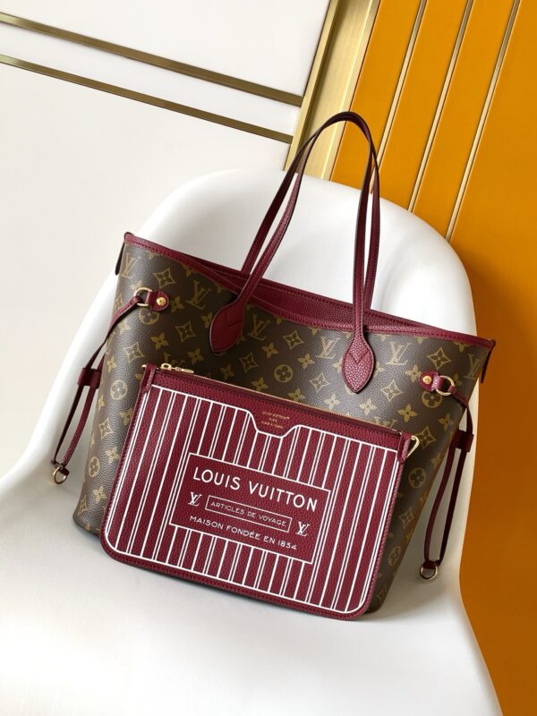 Louis Vuitton Neverfull Tote Bag (Limited Edition with Burgundy Trim)
