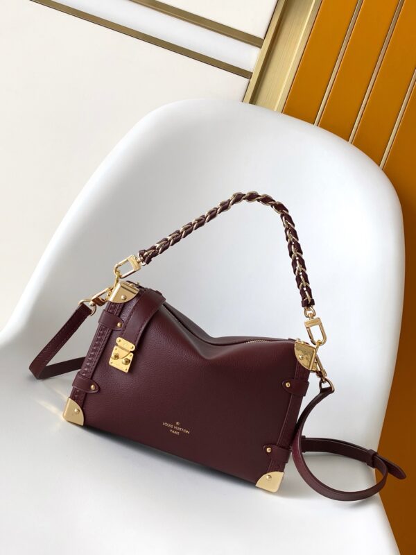 Louis Vuitton Side Trunk series soft box bag (burgundy grained calfskin)