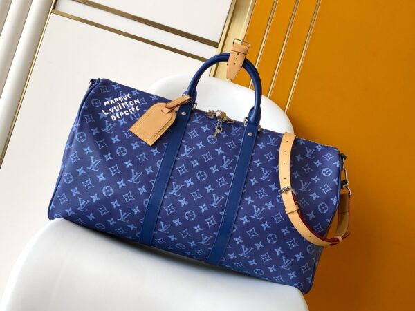Louis Vuitton Keepall Bandoulière travel bag (limited edition with blue monogram graffiti)
