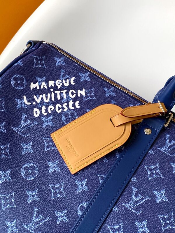 Louis Vuitton Keepall Bandoulière travel bag (limited edition with blue monogram graffiti)