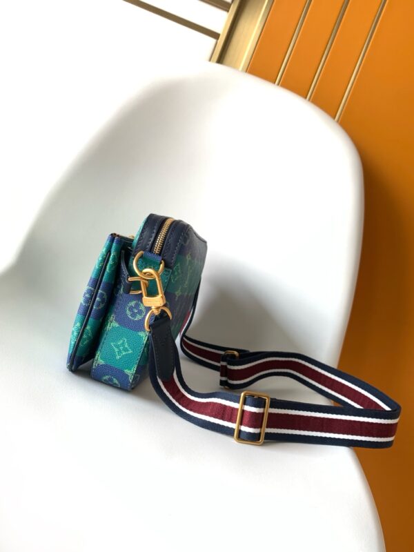 Louis Vuitton (LV) x Collaboration Trio Messenger Bag (Green and Blue Monogram Graffiti Style)