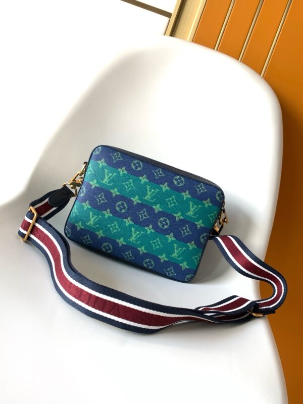 Louis Vuitton (LV) x Collaboration Trio Messenger Bag (Green and Blue Monogram Graffiti Style)