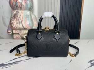 Louis Vuitton Speedy Bandoulière 20 Pillow Bag (Black Embossed Calfskin)