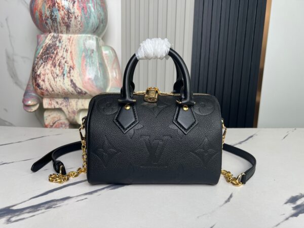 Louis Vuitton Speedy Bandoulière 20 Pillow Bag (Black Embossed Calfskin)