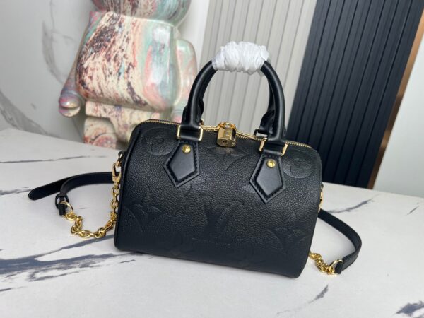 Louis Vuitton Speedy Bandoulière 20 Pillow Bag (Black Embossed Calfskin)