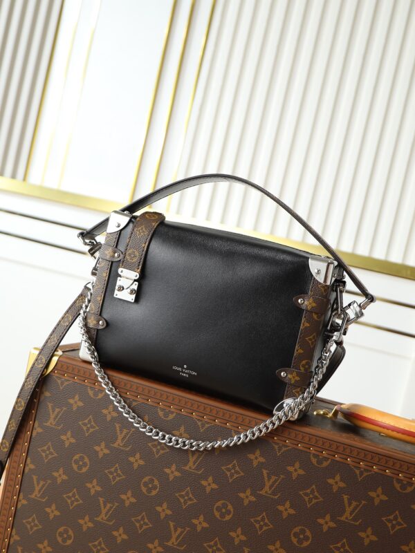 Louis Vuitton Side Trunk series soft box bag (black with monogram pattern)