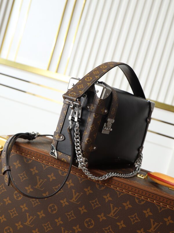 Louis Vuitton Side Trunk series soft box bag (black with monogram pattern)