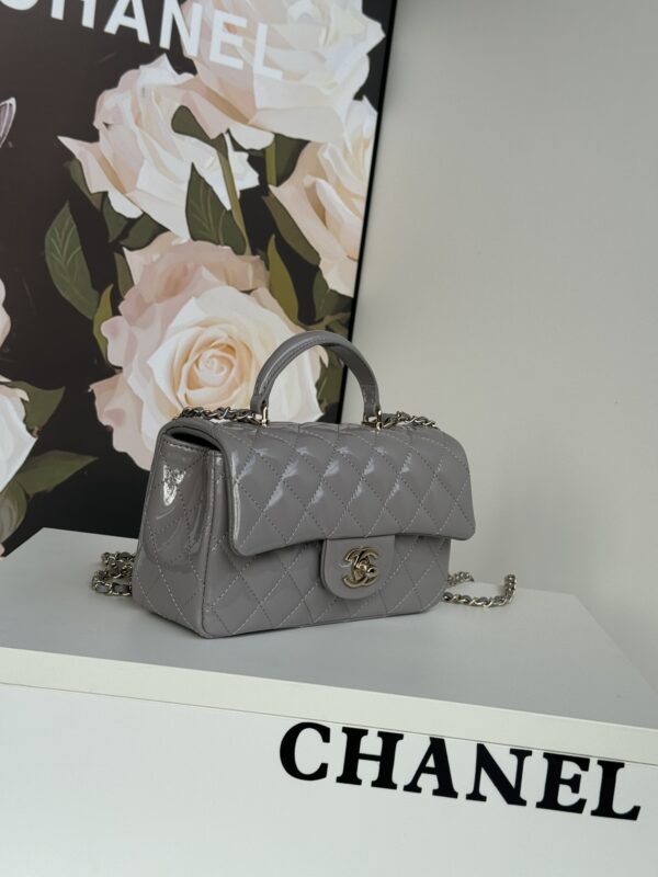 Chanel Classic Flap Mini Classic Handbag with Top Handle (Patent Leather)