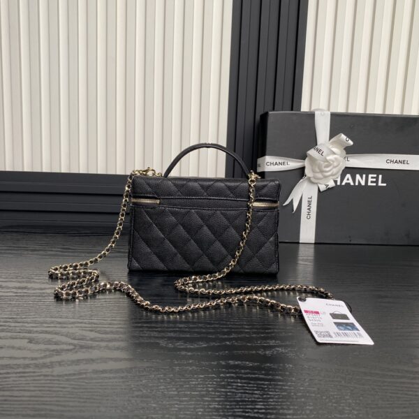 Chanel's classic flap bag series, caviar leather long box bag (Vanity Case)