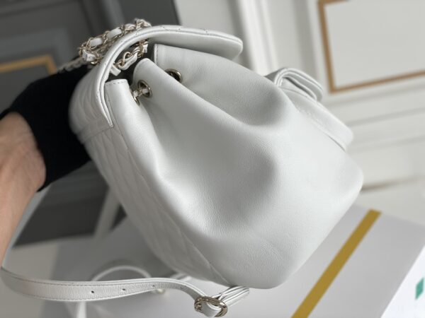 Chanel's classic quilted backpack (commonly known as the "Chanel hobo backpack/bucket backpack")