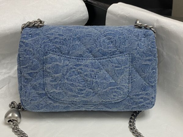 Chanel Classic Flap Camellia Jacquard Denim Mini Flap Bag (Adjustable Chain)