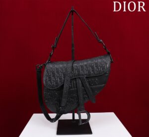 Dior Saddle Bag (Oblique Embossed All Black)