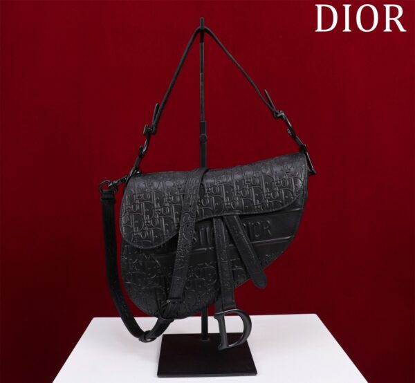 Dior Saddle Bag (Oblique Embossed All Black)