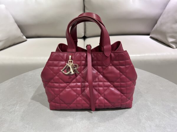 Dior Toujours Quilted Tote Bag (Burgundy Lambskin)