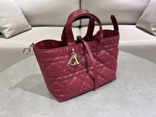 Dior Toujours Quilted Tote Bag (Burgundy Lambskin)